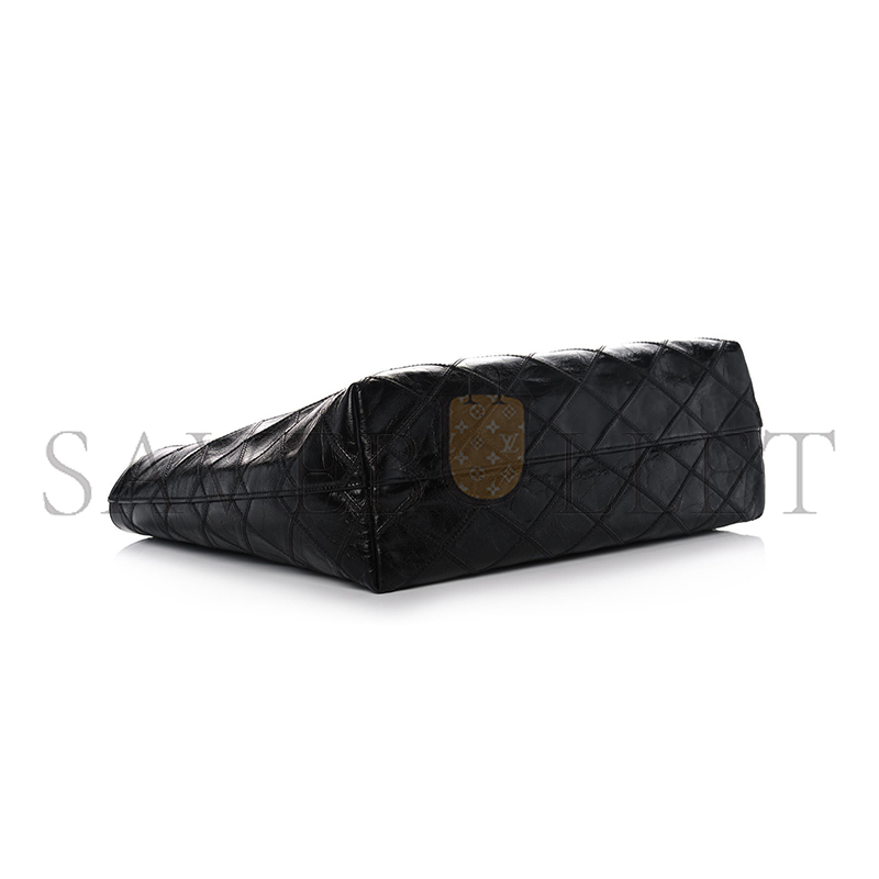 YSL EAST WEST SHOPPING TOTE QUILTED CRINKLED GLOSSED-LEATHER 394195939309 (38*28*13cm)